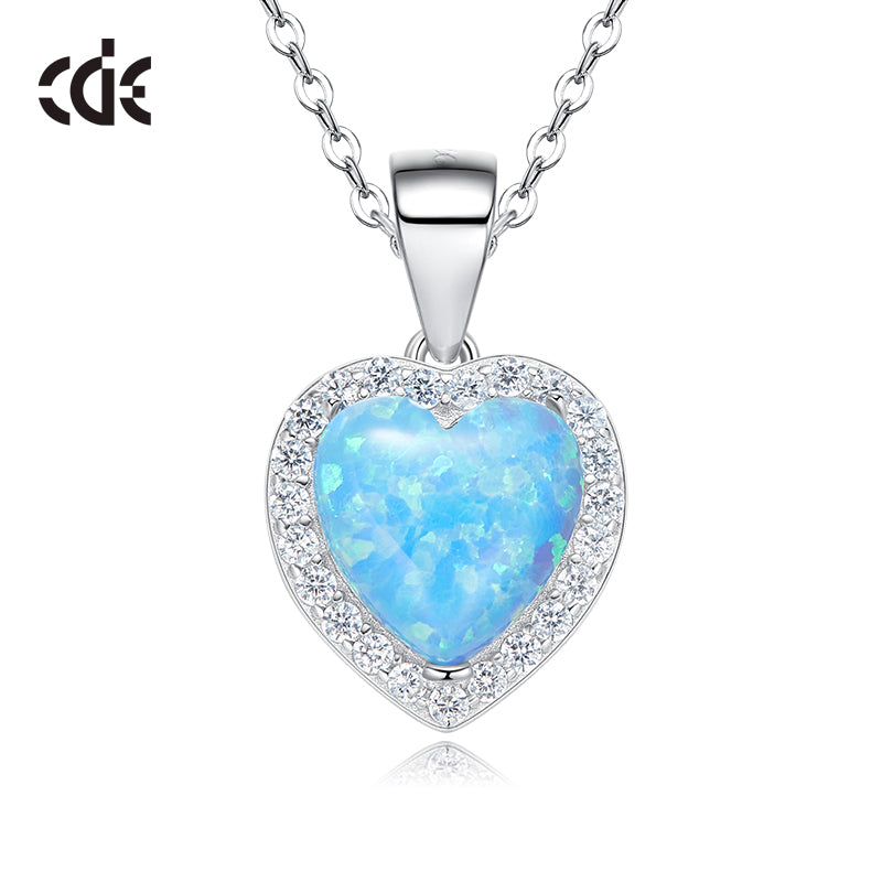 Sterling silver blue opal heart necklace - CDE Jewelry Egypt